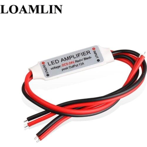 LED Strip Light Amplifier DC5-24V 1 Channel 12A For LED Light Bar Power Accessories By 5630 5050 LED Light Bar Monochrome