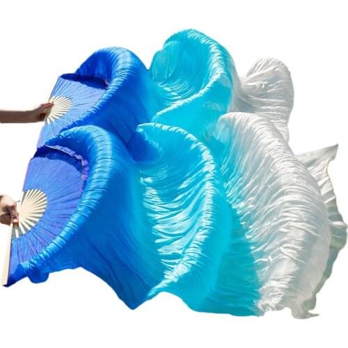 New style Belly dance silk fan 100% Real Silk Long Silk Fans Handmade Gradient Color Dance Fans Can Be Customized