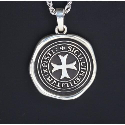 Vintage Seal Of The Knights Templar SIGILLUM MILITUM XPISTI Necklace Pendant