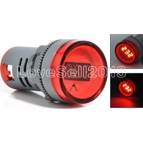 22MM AC 60-500V AC60-500V 0-50A LED Digital Display Gauge Volt AC Voltmeter Voltage Meter Indicator Pilot Light Red