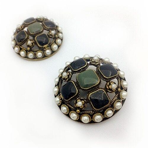 Golden metal coat sweater female pearl new high-grade overcoat decorative buckle 31mm