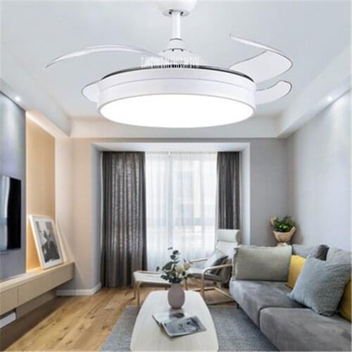 1079 42inch Simple living Room Decoration Geometry LED Invisible Ceiling Fan Light Remote Control Led Pendant Fan 110/220V