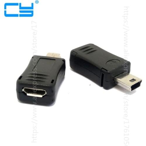 2PCS USB 2.0 F/M Mini A 5 Pin 5p male plug to Micro B 5 pin 5P Female jack adapter cable connector
