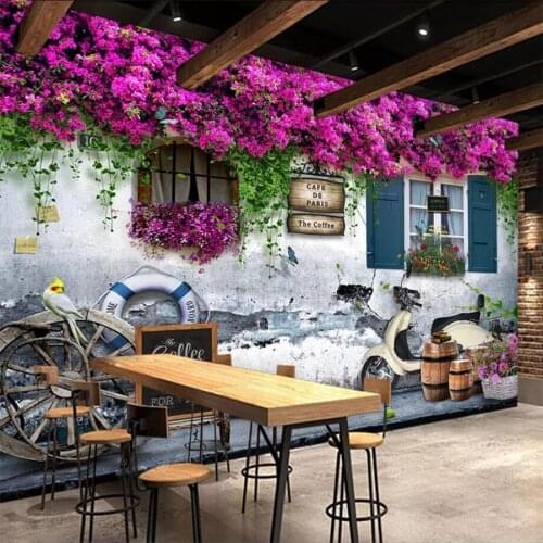 Beibehang Custom Wallpaper 3d Large Papel de parede Photo Mural Mediterranean Window Rose Background Wall paper Papel de parede