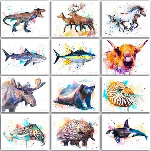 Full Round Diamond embroidery Cross stitch 5D DIY Diamond painting Cartoon horse animals Cattle shark Full Square Diamond mosaic