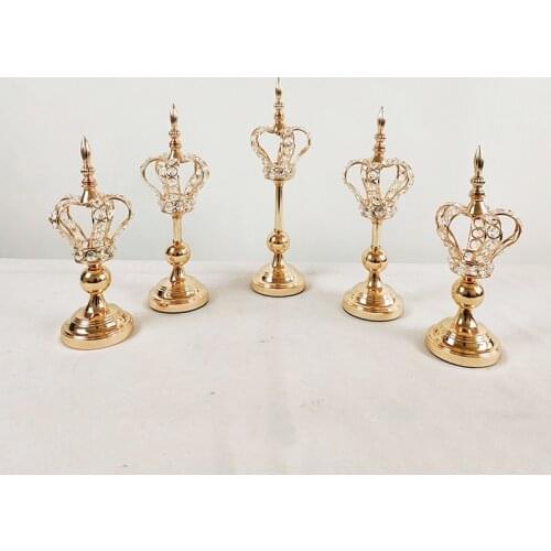 1-5pcs Crystal Candle Holder Gold Crown Shape Stand Wedding Candelabros Table Centerpieces Christmas Home Decor Candlestick