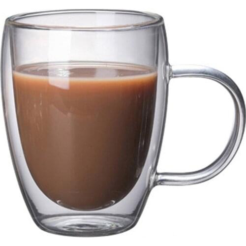 250ml/350ml Double-Layer Coffee Mugs With Handle Drinking Insulation Glass Tea Cup Gift Drinkware Milk Cup