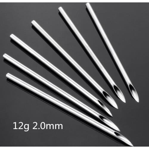 100pcs 12G 2.0mm Stainless Steel Tattoo Needles Nose Lip Ear Sterile Needle For Beauty Body Piercing Jewelry Tools