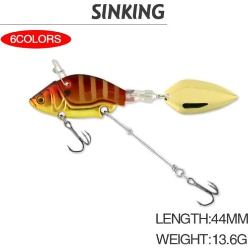 1Pcs Full Swimming Layer Sinking VIB Artificial Lure Rotating Metal Sequins 44mm 13.6g Fishing Crankbait Vibration Spinner