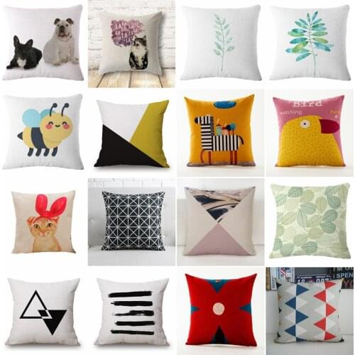 Geometry Pillow Case Throw Pillowcase Cotton Linen Printed Pillow Covers for Office Home Textile
