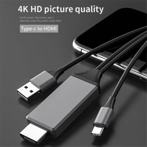 4K 60Hz Adapter Cable USB 3.1 Type C Male To HDMI-compatible Male Date Cord Converter Type-C To HDTV For MacBook For PC Laptop