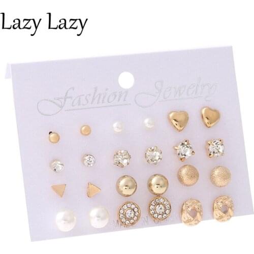 Classic Zircon Earrings Simulated Pearl Shell Metal Crystal Earrings Female Sweety Jewelry For Women Pendientes Gift