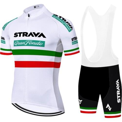Pro team Strava cycling jersey set men quick dry 20D gel biker shorts breathable Summer 2021 cuissard cyclisme homme