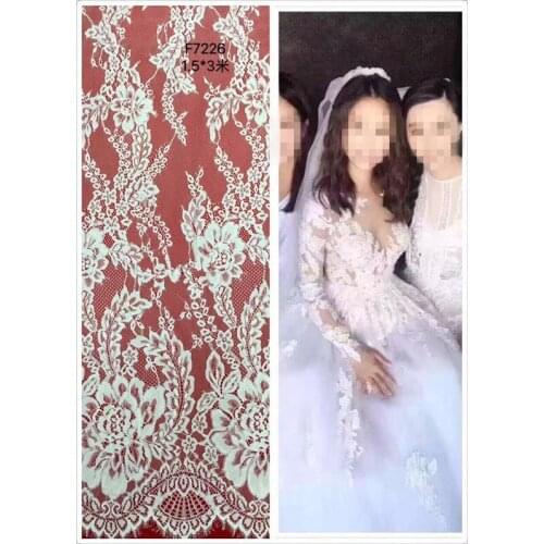 6 Meters 120cm Width Eyelash Lace for Lace Dress Wedding Lace Trim French Chantilly Lace Fabric