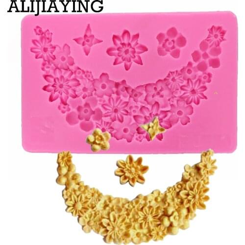 M0948 1Pcs DIY silicone molds for cake decorating fondant mold flower style chocolate sugar candy mold cake side borders