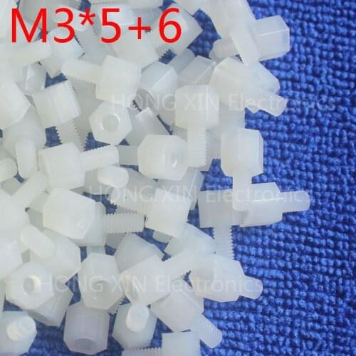 M3*5+6 white 1pcs 5mm Nylon Standoff Spacer Standard M3 Male-Female Standoff Kit Repair Set High Quality PC tool