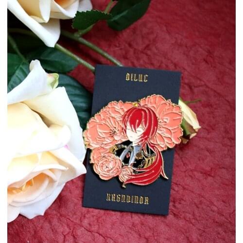 Game Genshin Impact Diluc Ragnvindr Metal Badge Button Brooch Pins Badge Mouse Pad Souvenir Toy Collection Gift