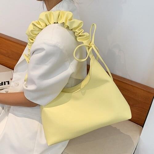 Fashion Pleated Big Shoulder Bag For Woman Drawstring Opening Handbags Female Pu Leather Knitting Bow Bucket Ladie Corssbody Bag