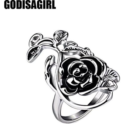 Fashion Retro Flower Female Rings for Women Antique Silver Plated ring Vintage Jewelry Wholesale