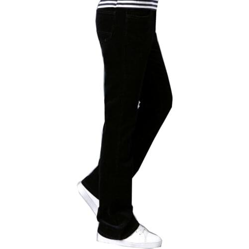 Mens corduroy trousers business casual slim flared pants white red black