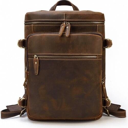 100% Cow Genuine Leather Men Backpacks Real Natural Leather Student Backpack Boy Luxury Brand Large Fashion Computer Laptop Bag