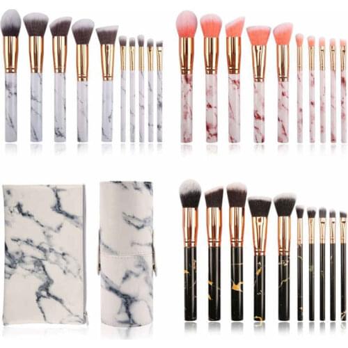 10 Pieces Portable Marble Cosmetic Brush Set Beauty Makeup Tools E548