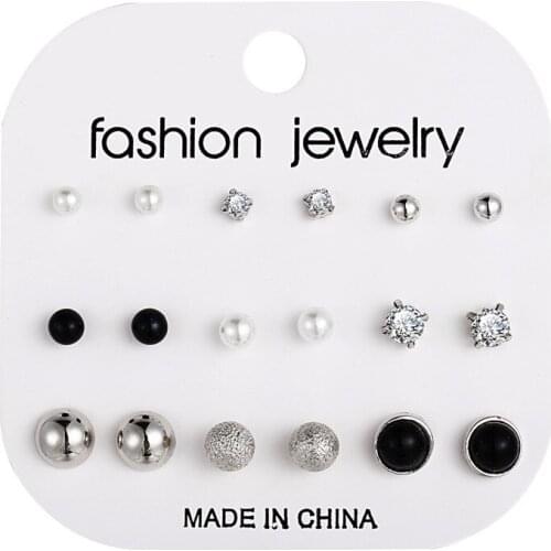 Flower Crystal Stud Earrings Set For Women Jewelry Rhinestones Piercing Earrings kit Pack lots Bijouteria brincos Gift