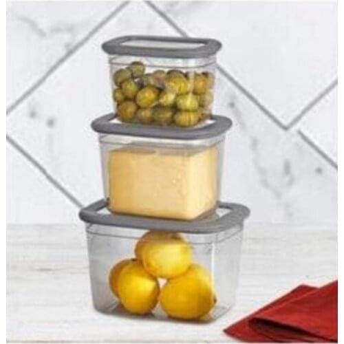 3 Pieces Deep Plastic Vacuum Storage Container Set BPA Free Hard Plastic Home Kitchen Refrigrator Store Food