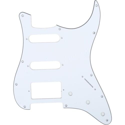 Musiclily HSS 11 Hole Guitar Strat Pickguard for Fender USA/Mexican Made Standard Stratocaster Modern Style, 3Ply White