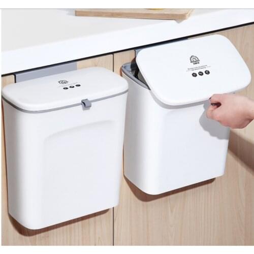 9L Kitchen Wall Mounted With Cover Trash Kitchen Garbage Bin Toilet Living Room Hanging Creative Storage Waste Storage Bucke