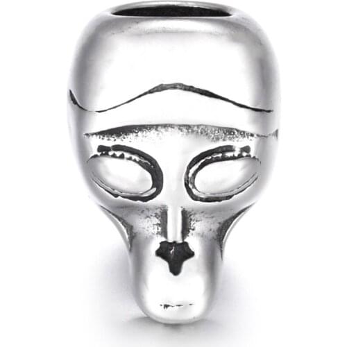 Stainless Steel Skull Bead Polished 6mm Large Hole Beads Metal Charms for DIY Bracelet Jewelry Making Accessories