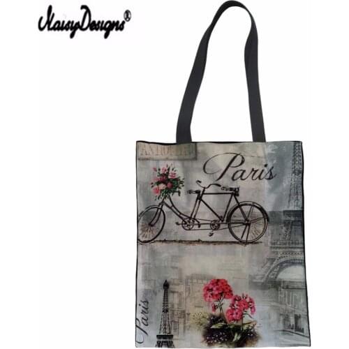 NOISYDESIGNS Shopper Top-handle Bags Sac Main Femme Totes Love Paris Pattern Printing Women Summer Beach Bag Dropshipping