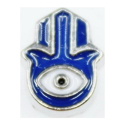 New arrival 20pcs/lot blue HAMSA floating charms living glass floating memory pendant lockets for diy jewelry