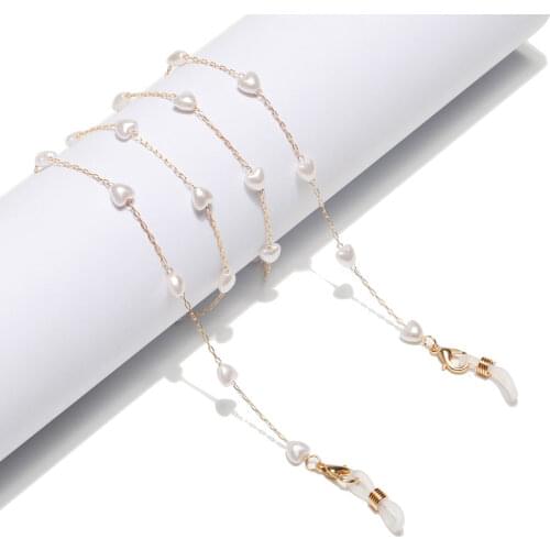 New Heart Pearl Glasses Strap Golden Sunglasses Chain Necklace Spectacle Rope Mask Lanyard