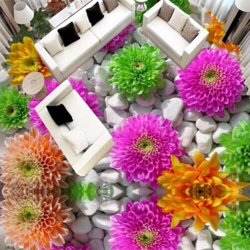 Beibehang Custom Floor painting Wallpaper 3D modern art rose Bathroom Floor Mural PVC Wall paper Self adhesive Floor sticker