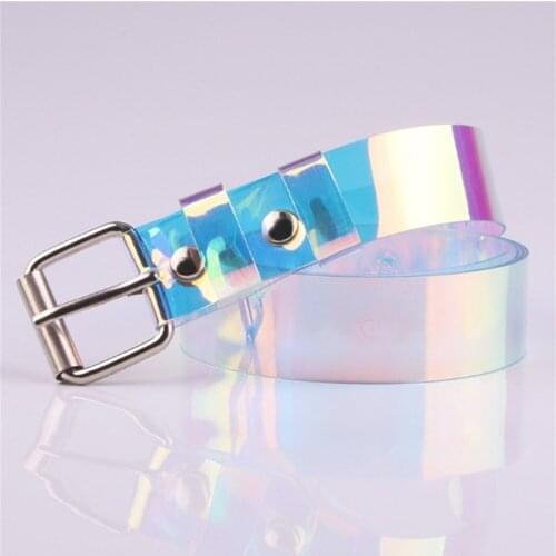 Transparent Laser Holographic Women Belt Punk Pin Buckle Waistband Trendy Female Belt Strap Girdle Wide Waist Belt Hot Sale