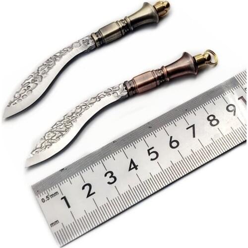 Hand forged Stainless Steel Pattern Brass Mini Portable Sharp Key Chain Pocket Knife Pocket Scimitar Letter Opener
