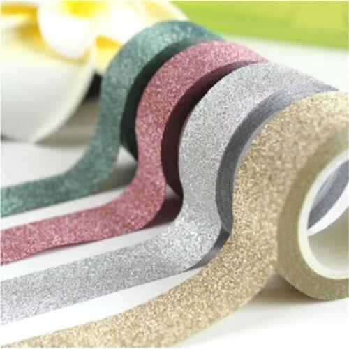 5M DIY Self-adhesive Glitter Washi Paper Tape Sticker Wedding Birthday Festival Decoration Home Decor Hot Sell