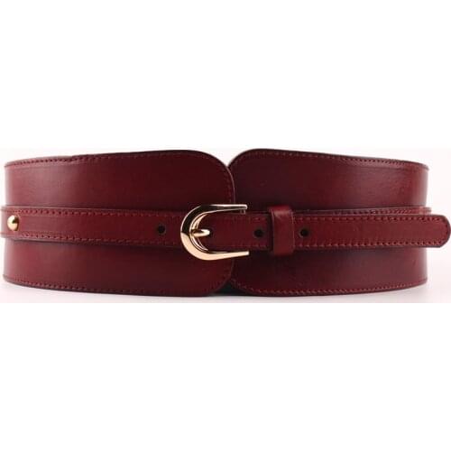 100% Cowskin Wide Belt For Women High Quality Ceinture Femme Elastic Waistband Female Vintage Genuine Leather Belt Buckles