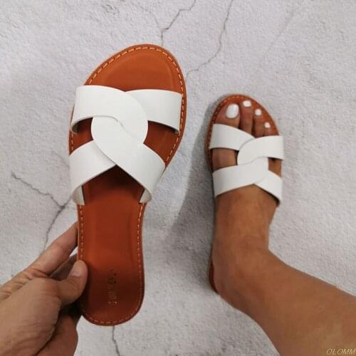 Summer Shoes beach slipers Fashion Brand Leather Slippers Wild Female Sandals Original Outdoor Slides WHite Slippers