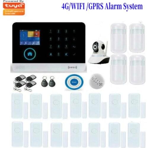 Tuya APP Remote Control Wireless 4G Network RFID Home Alarm System WIFI Video IP Camera Smoke Fire Sensor Detector Alarm 4G SIM