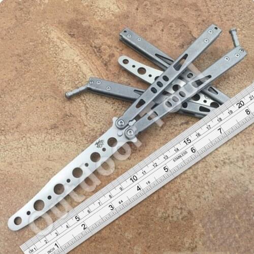 5 Styles Tach II Butterfly Trainer Knife Steel Handle 440 Blade Sanding Jilt Knife Free-swinging Flipper Folding Pocket Knife