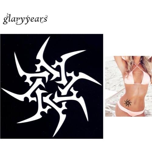 1pc Body Art Airbrush Painting Tattoo Stencil Octagon Fly-cutter Pattern Small Henna Indian Waterproof Tatoo Sticker Stencil G17