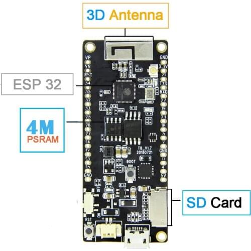 TTGO T8 V1.7 ESP32 4MB PSRAM TF CARD 3D ANTENNA WiFi & Bluetooth ESP32-WROVER Micropython