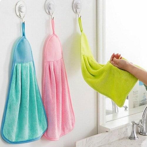 Kitchen Bathroom Hanging Corals Velvet Towel Cleaning Water Drying Hand Towel