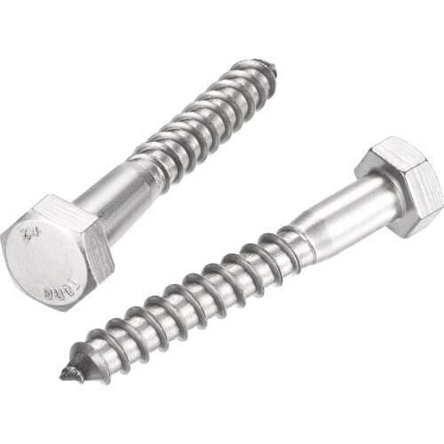 Uxcell 304 Stainless Steel Half Thread Hex Lag Screws for Wood Screw