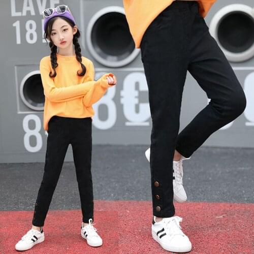 4 5 6 7 8 9 10 Years Girls Pants Fashion Girls Jeans Elastic Waist Casual Leggings for Girls Kids Skinny Pants Children Jeans