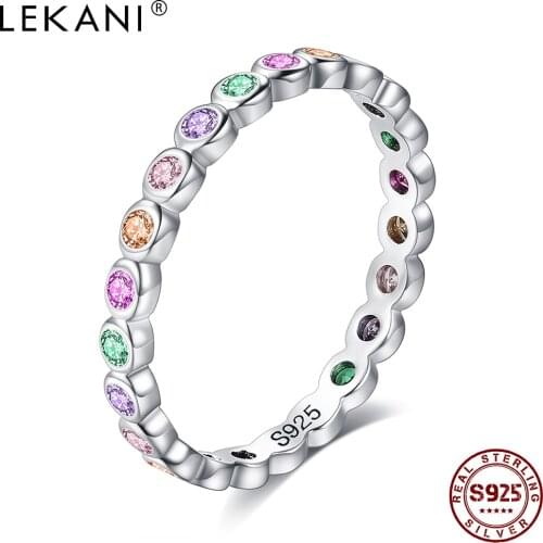 LEKANI Sterling Silver 925 Women Rings Simple Cubic Zirconia Ring For Women Fine Silver Jewelry Engagement Wedding Girl Gifts