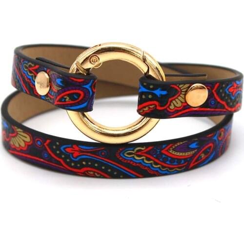 D&D Fashion Ethnic Women Geometric Girl Trendy Print Wide Leather Bracelets Women Vintage Bangle Female Wedding Jewelry