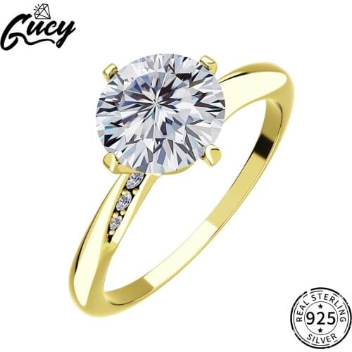 GUCY Moissanite Diamond Ring 1.0ct 925 Sterling Silver Classic Style Jewelry Wedding Party Anniversary Ring For Women